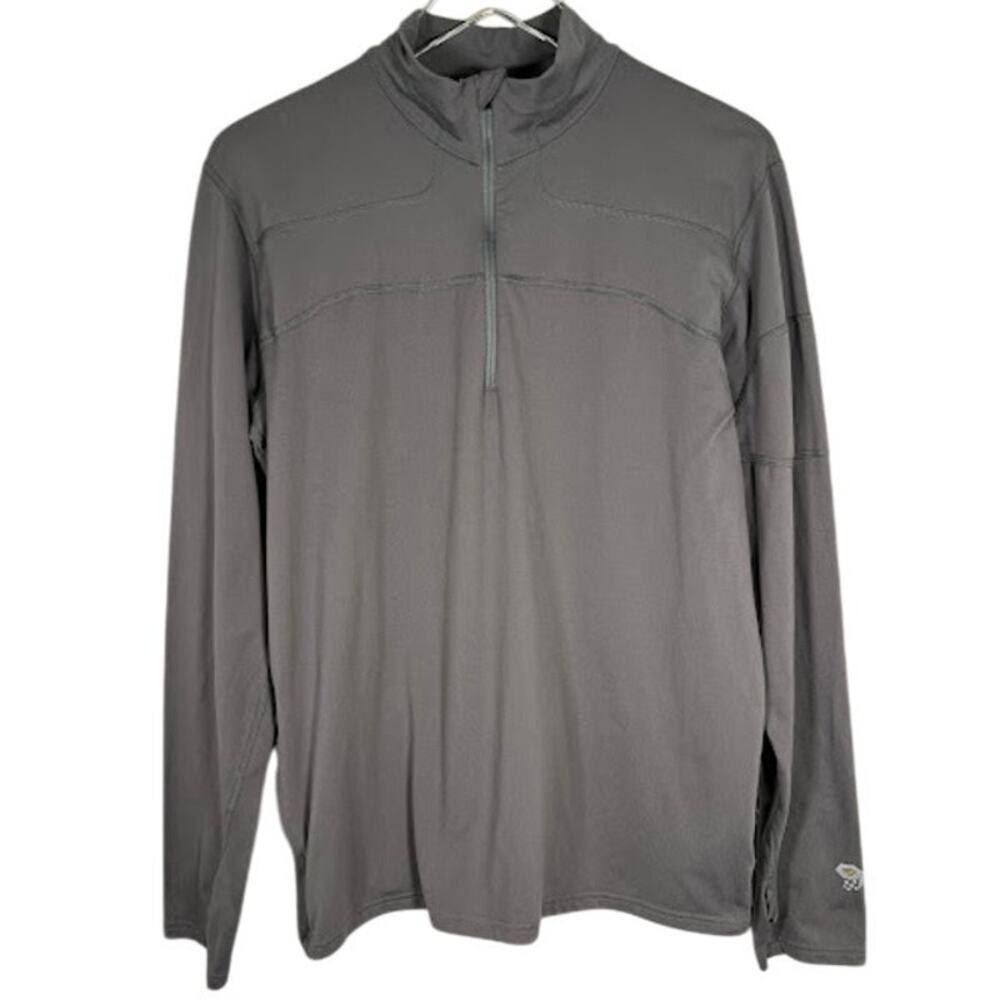 Mountain Hardwear Men's Half Zip Shirt L Gray Long Sleeve Hiking Outdoor